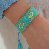 Gewebtes Armband schutz vor bösem Blick türkis